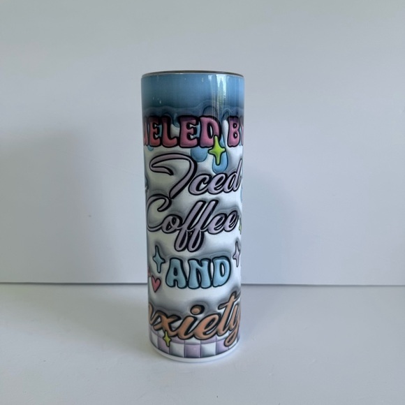 Iced Coffee & Anxiety 20oz Skinny Tumbler - Picture 2 of 4